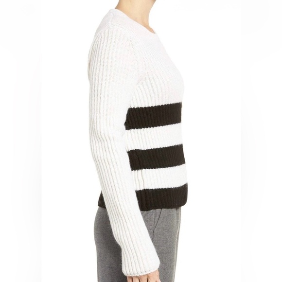 Equipment Womens Wool Alpaca Ivory Black Stripe Sweater M - Picture 3 of 6